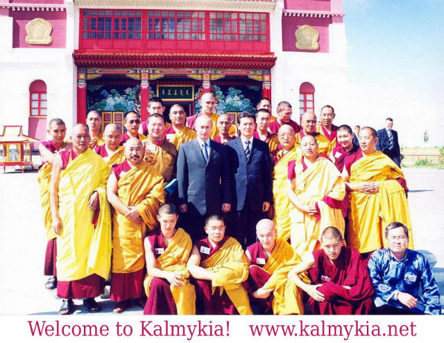 Vladimir Putin in Kalmykia. Buddhist temple Vladimir Putin in Kalmykia. Buddhist temple