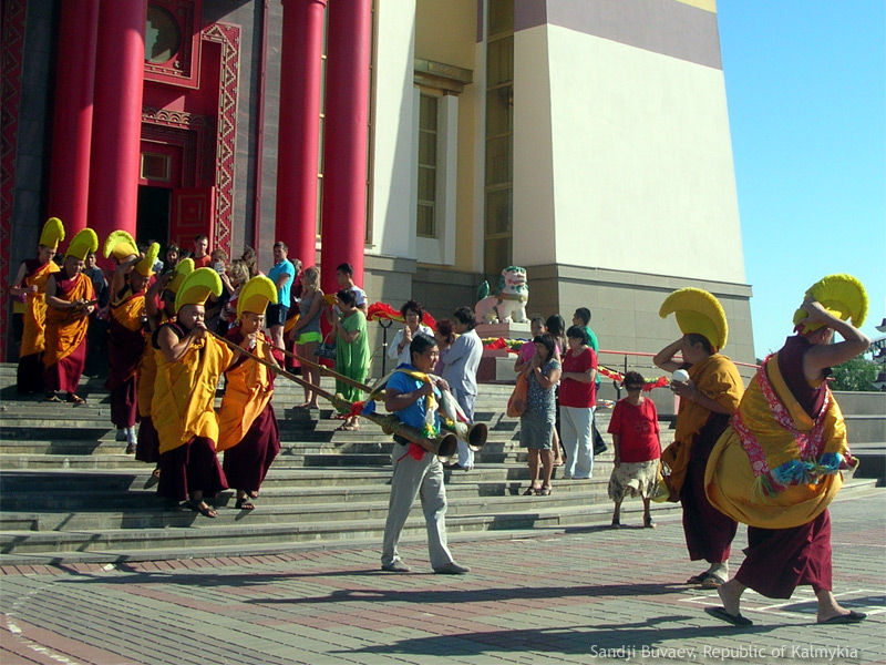 Festive procession of Buddhist monks